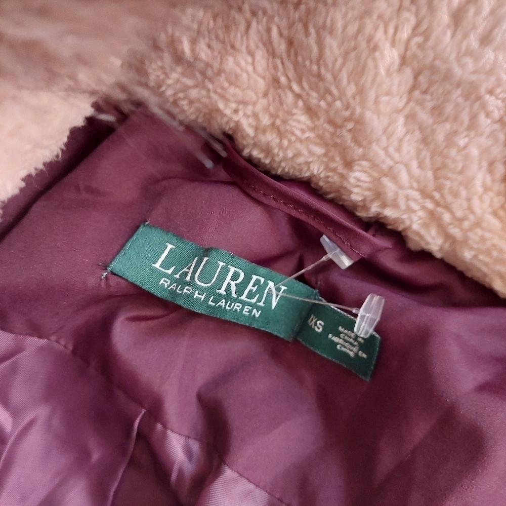 NWT Lauren RALPH Lauren PARKA Jacket Faux Fur Cranberry ( Not Purple)  Bag B - Picture 6 of 10
